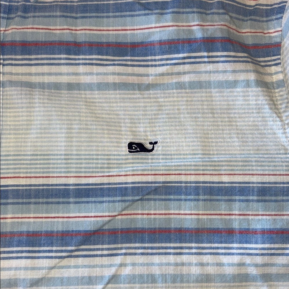 Vineyard Vines Mens Large Whale Striped Button Down Short Sleeve Shirt - Picture 2 of 5
